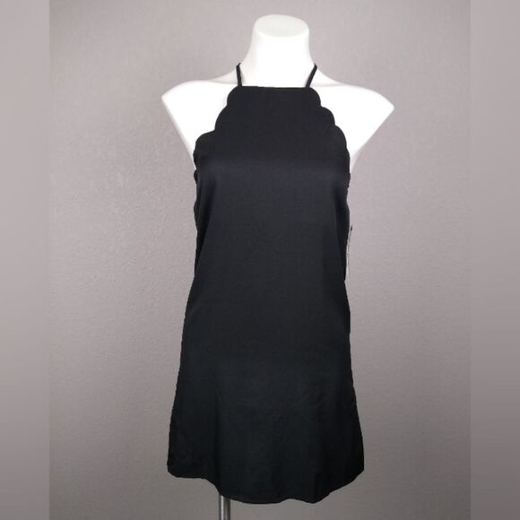 Lulus Scalloped Apron Neckline Black Dress NWT S - Picture 2 of 11